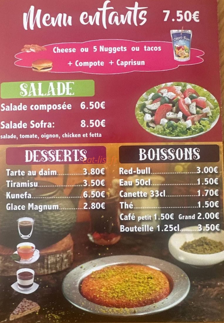 Sofra kebab — carte page 4