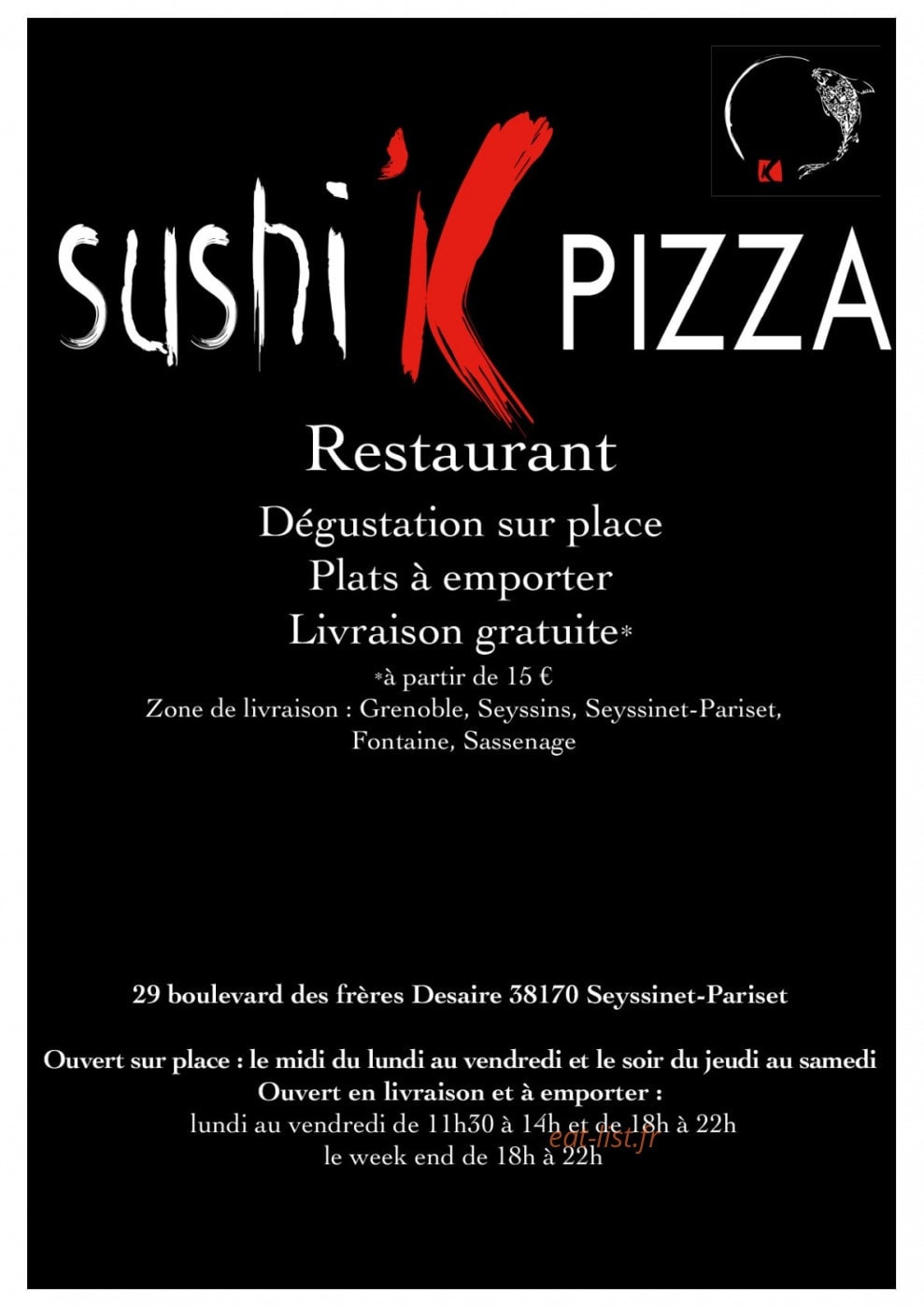 Sushi'K pizza — carte page 1