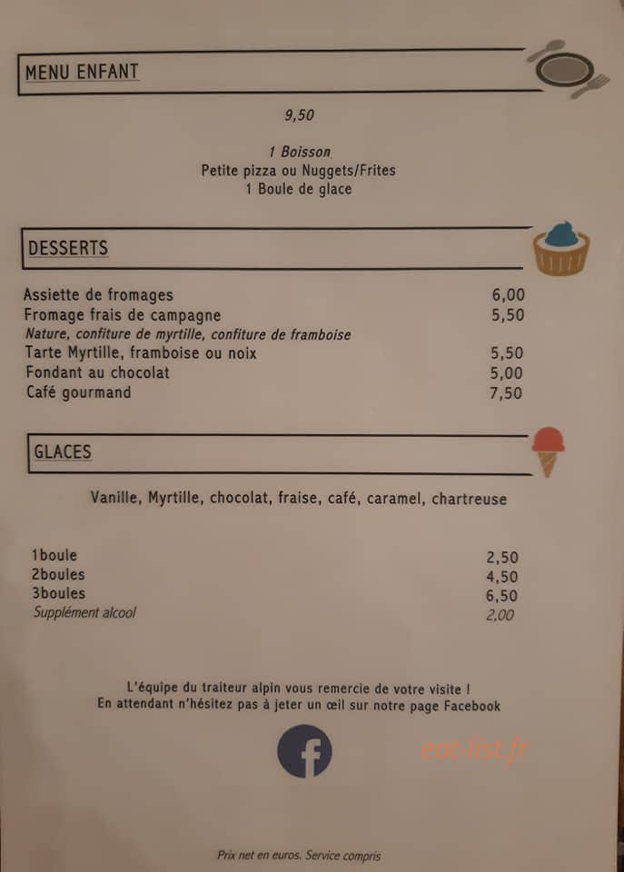 Le Traiteur Alpin — carte page 4