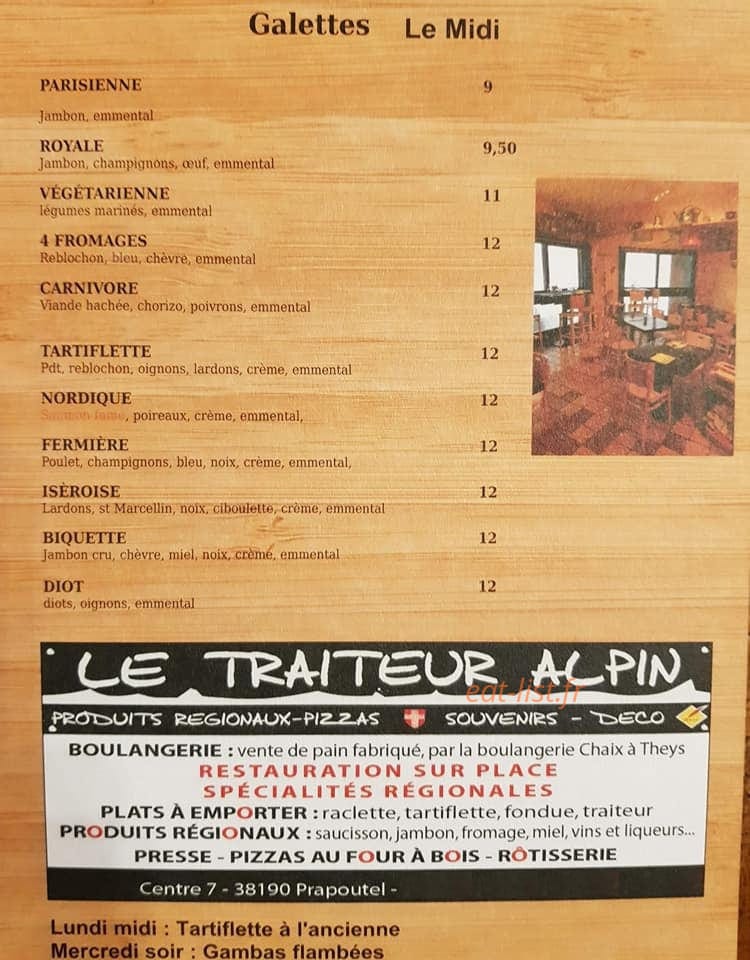 Le Traiteur Alpin — carte page 2