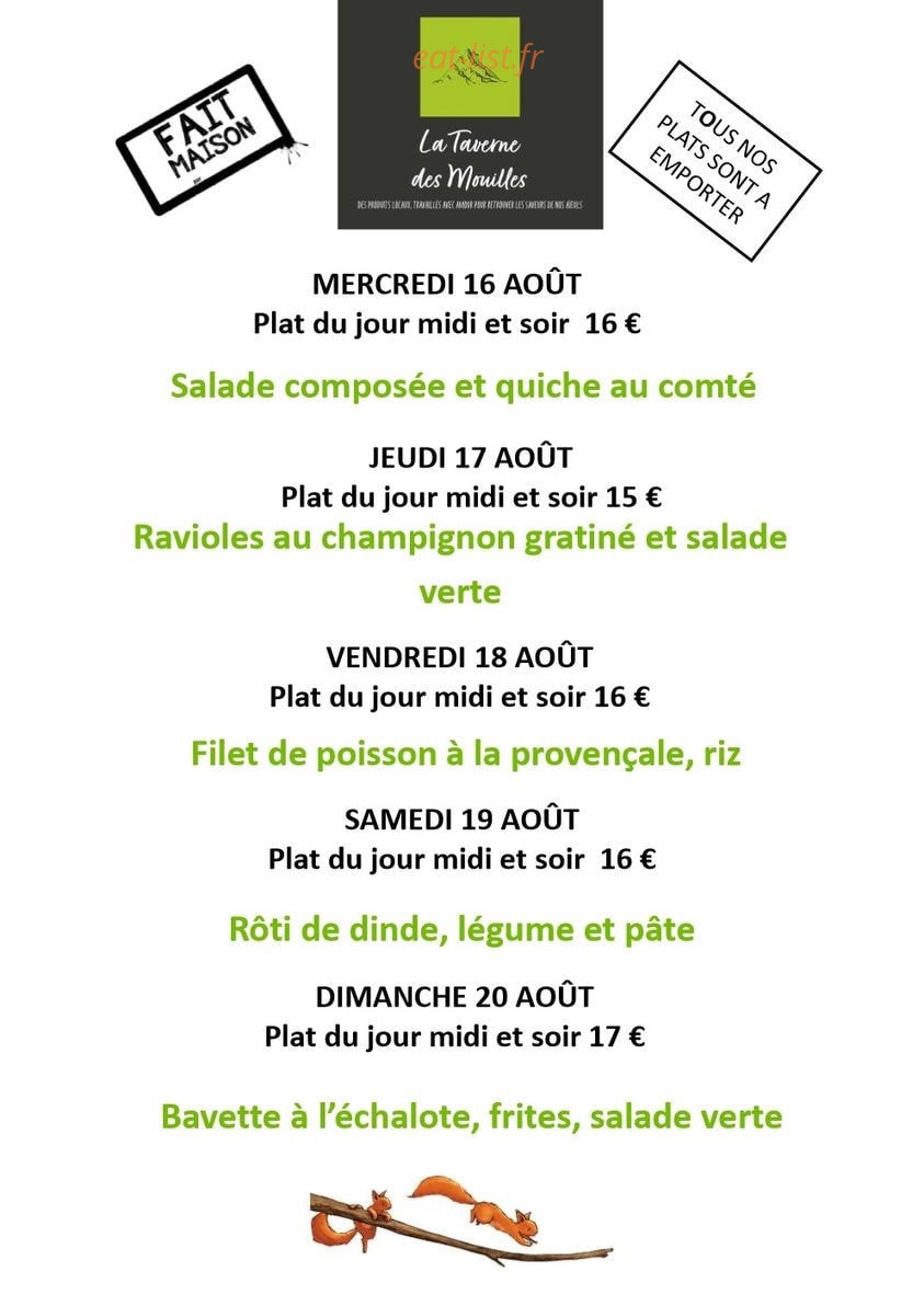 La Taverne des Mouilles — carte page 1