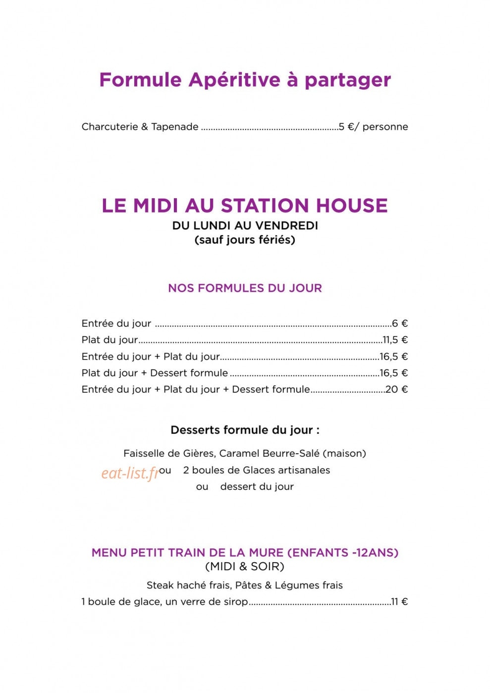 The Station house — carte page 8