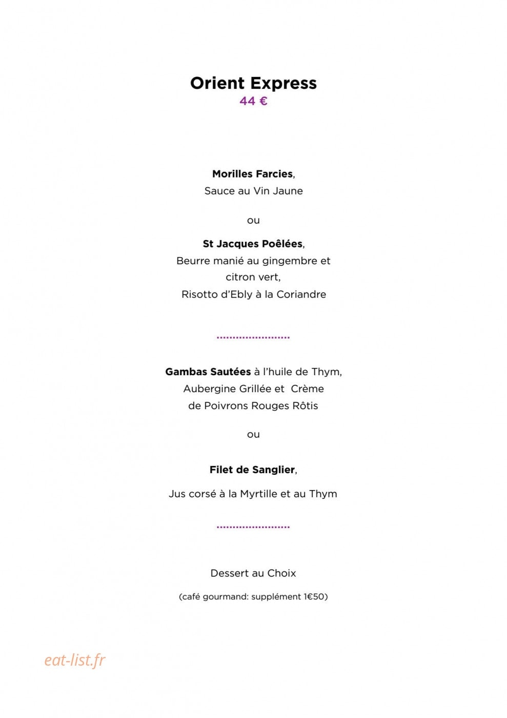 The Station house — carte page 1