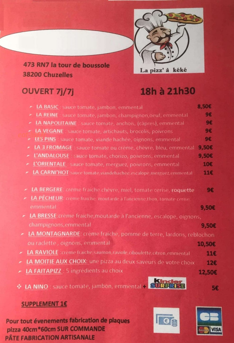 La pizz' à kéké — carte page 1