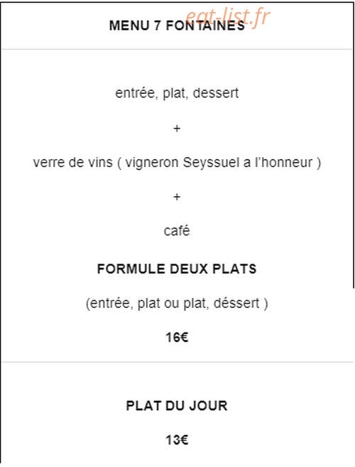 Domaine des 7 fontaines — carte page 2