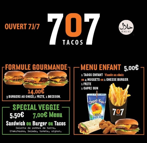 707 Tacos — carte page 1