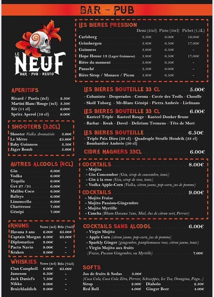 9 Bar Pub Resto' — carte page 2