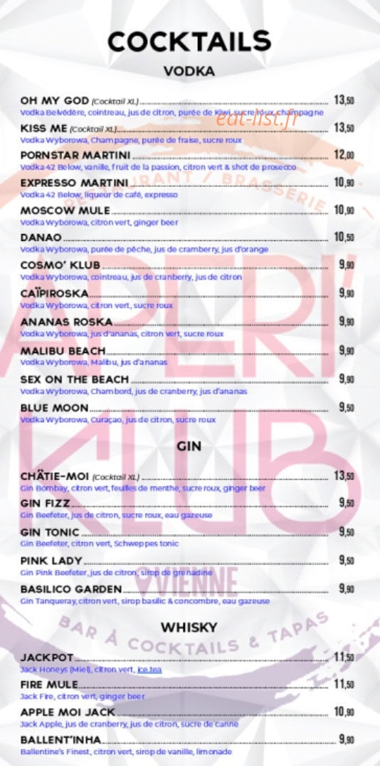 Apéri'Klub — carte page 9