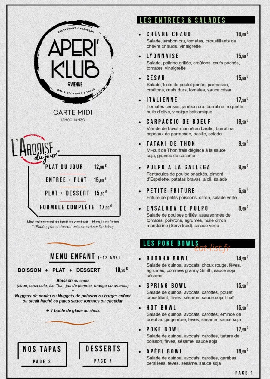 Apéri'Klub — carte page 2