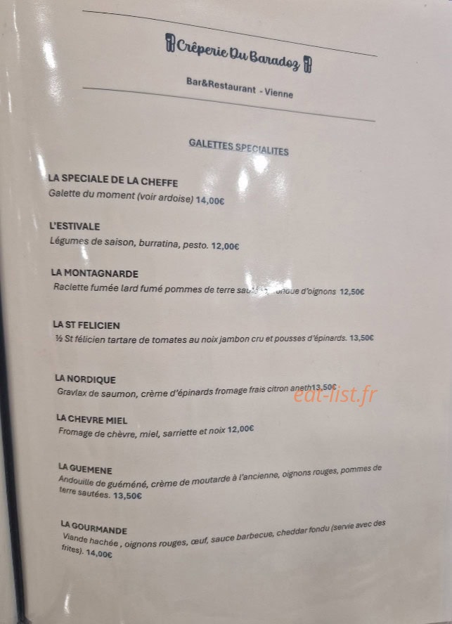 Crêperie Du Baradoz — carte page 4