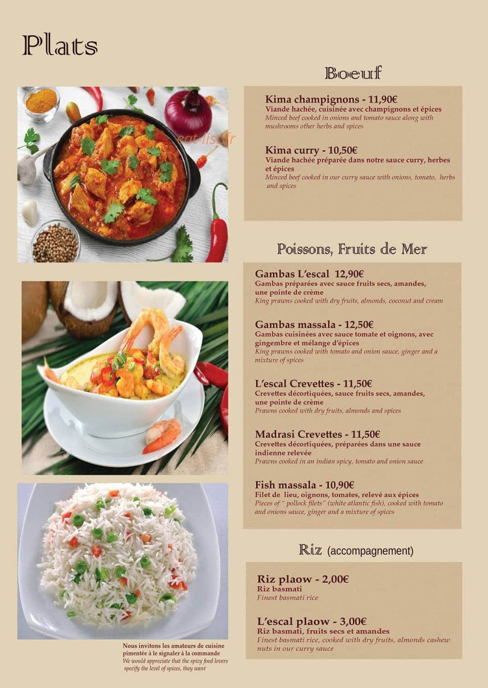 L'escale Indienne — carte page 2