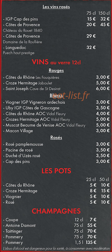 La Brasserie d'Alice — carte page 6