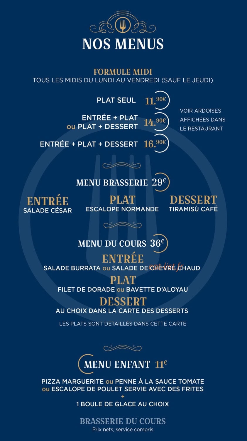 La Brasserie Du Cours — carte page 9