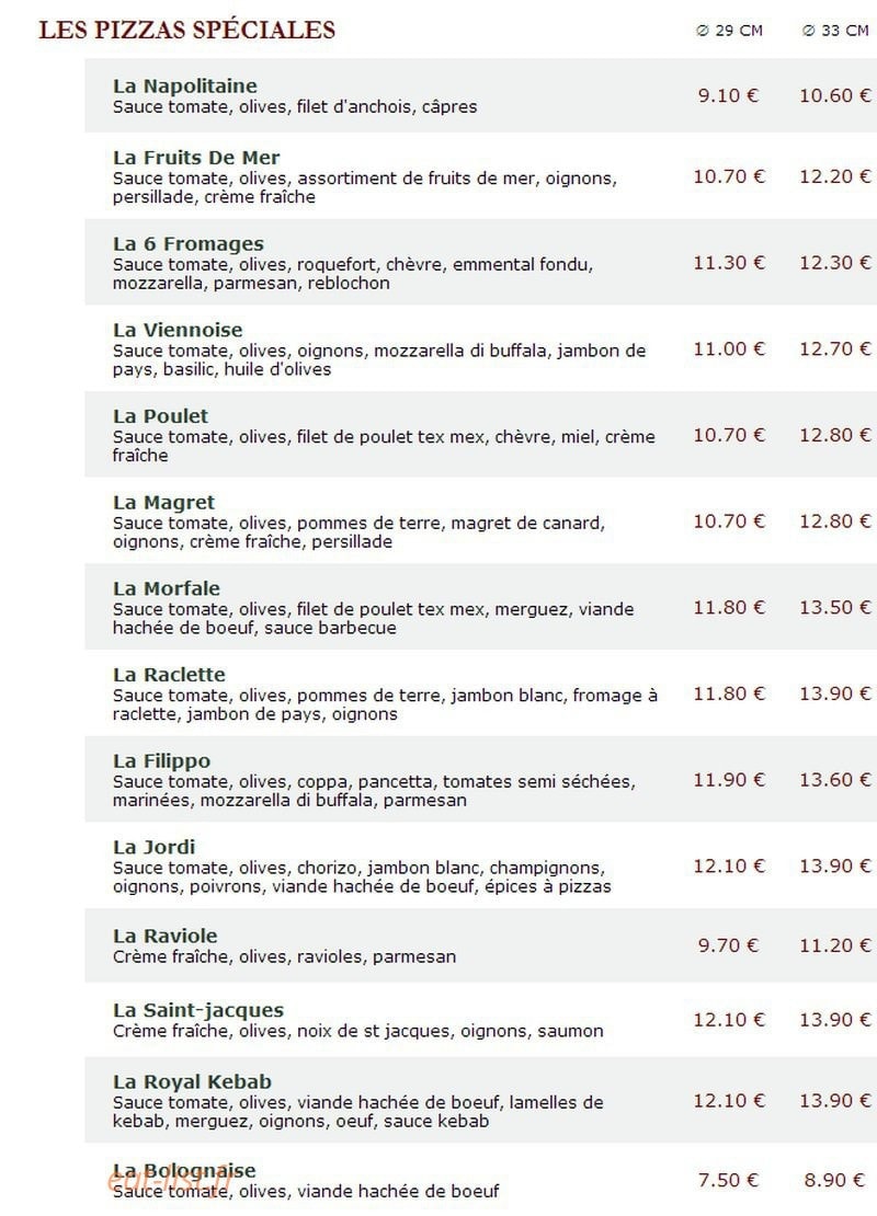 Le Kiosque à Pizzas — carte page 3