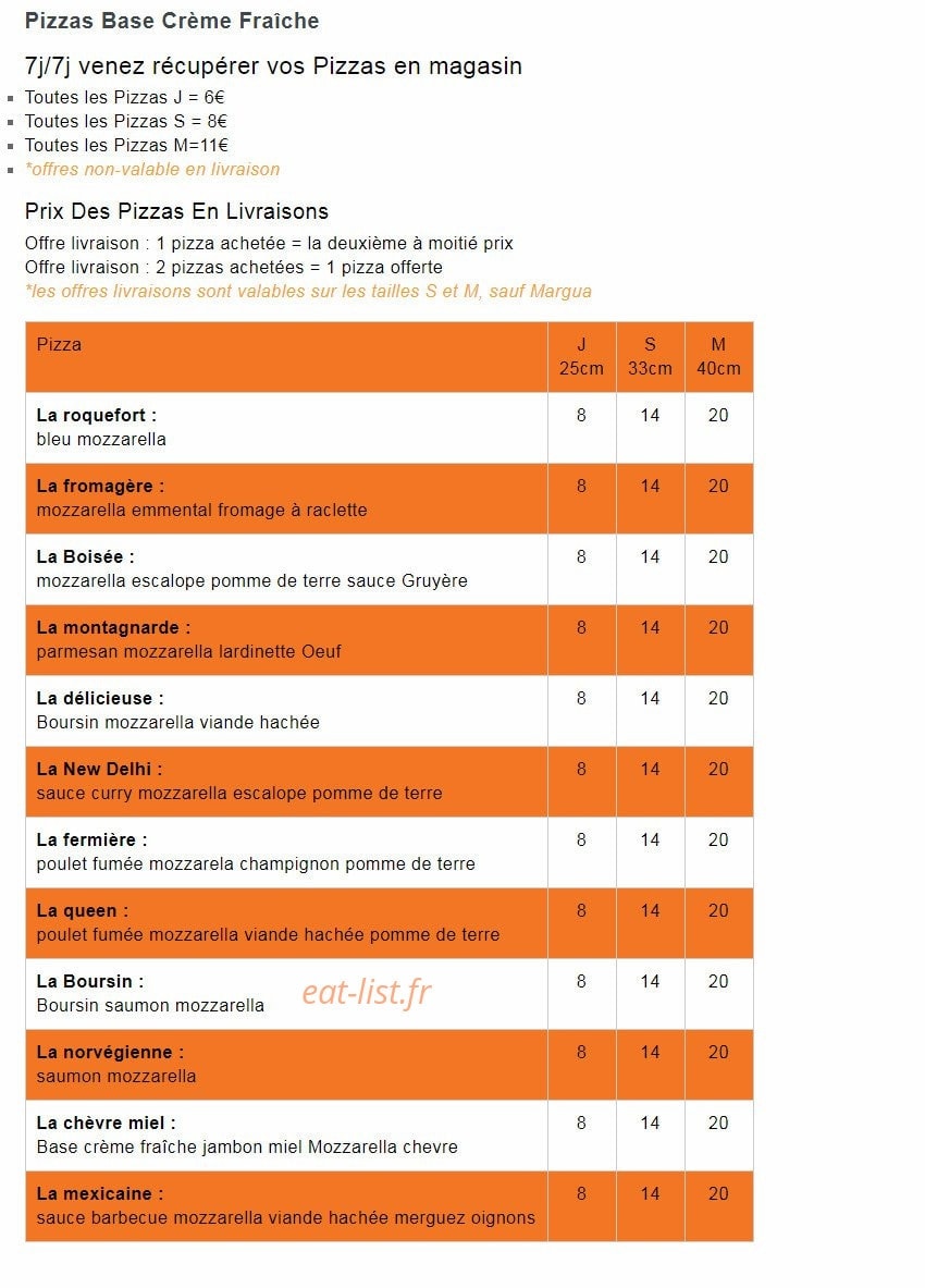 Pizza Fast — carte page 2