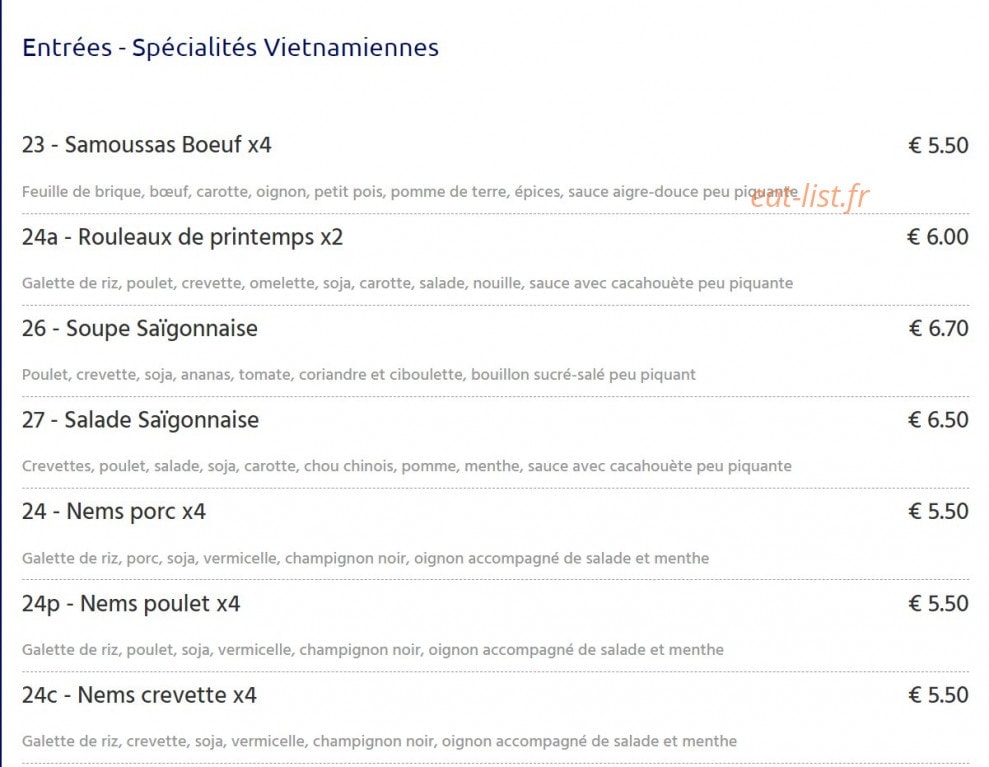 Restaurant Thai — carte page 2
