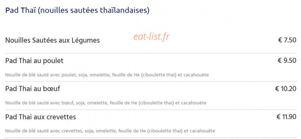 Restaurant Thai — carte page 9