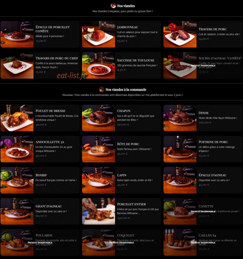 Rôtisserie — carte page 2