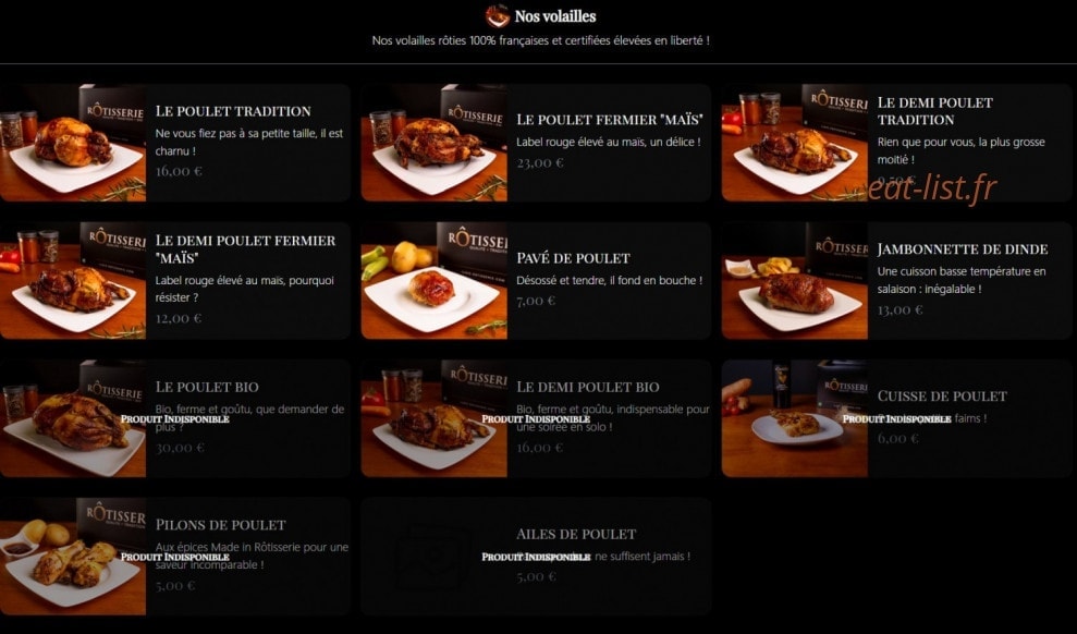 Rôtisserie — carte page 1