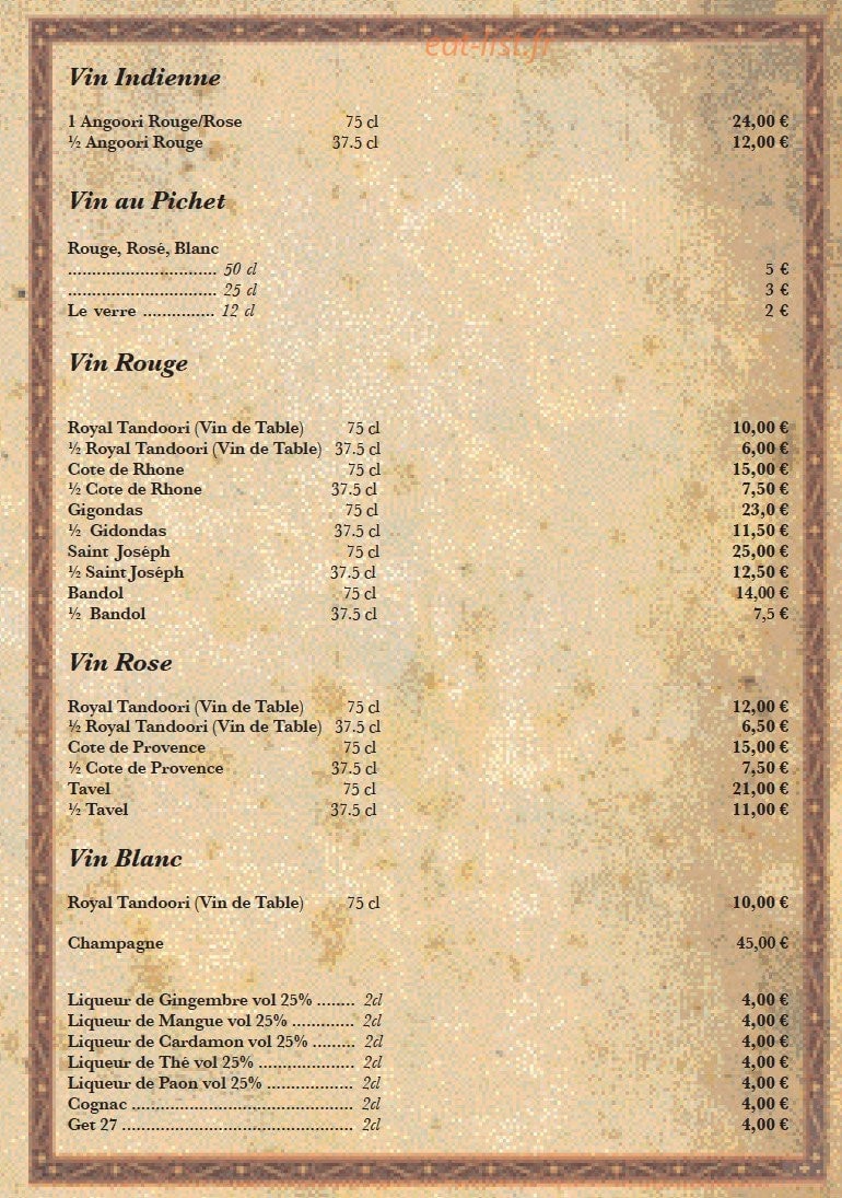 Royal Tandoori — carte page 13