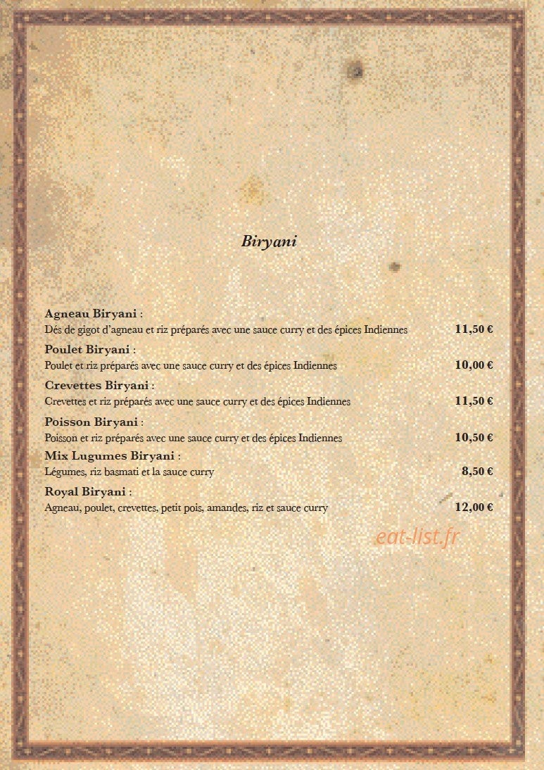 Royal Tandoori — carte page 8