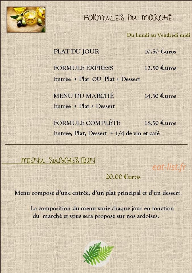 Saveurs et Tradition — carte page 1