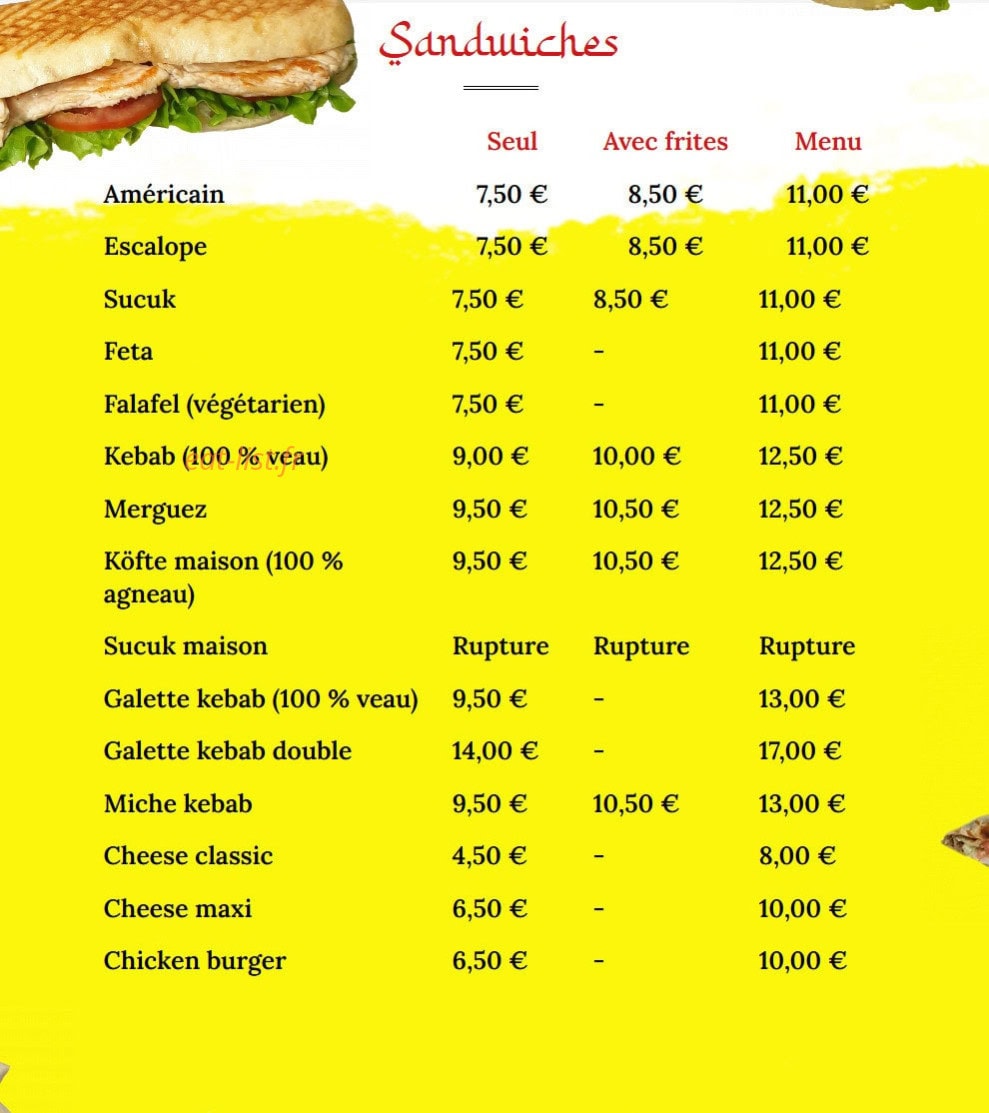 Bosphore Kebab - Tacos — carte page 3