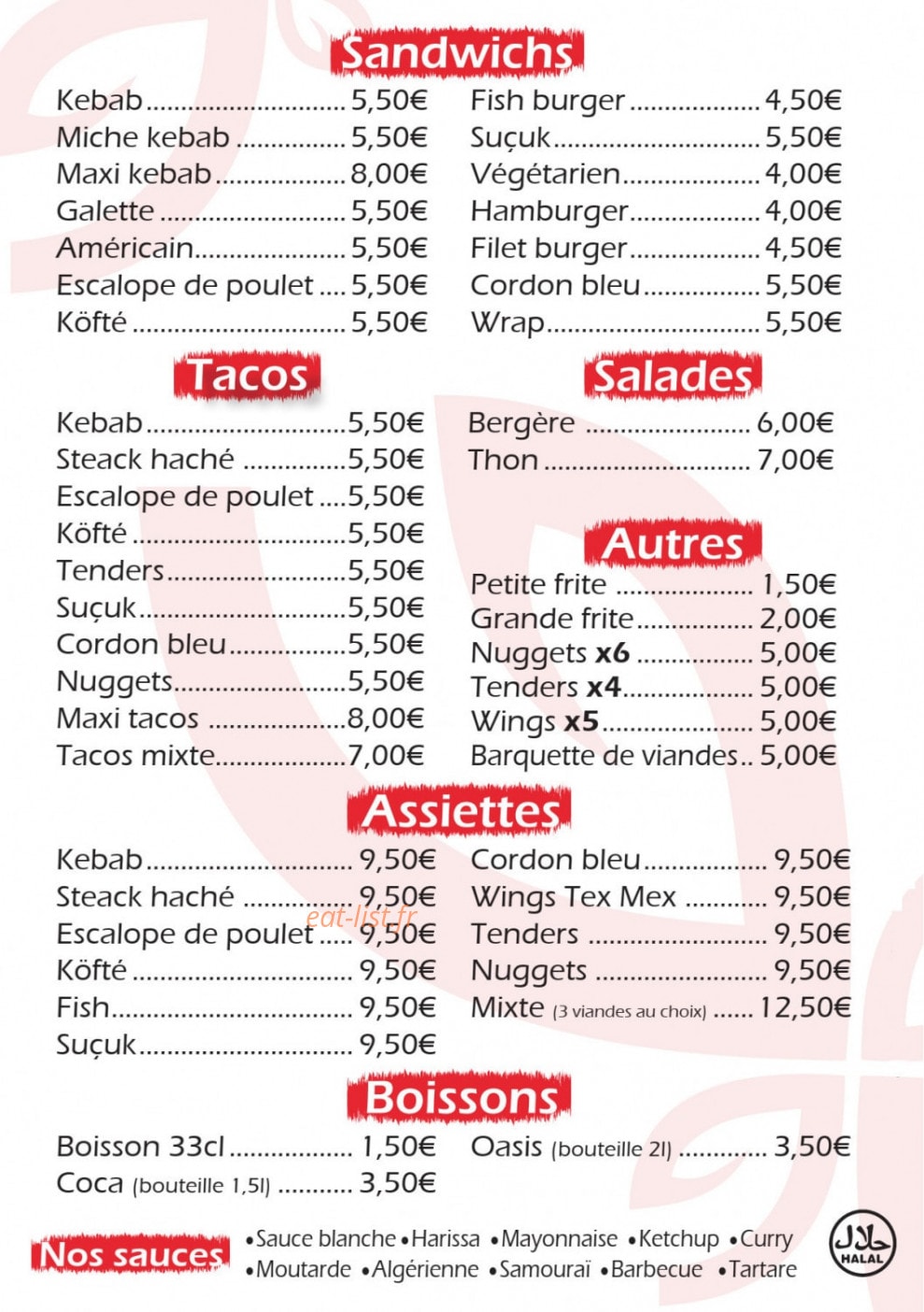Gul Kebab Tullins — carte page 2
