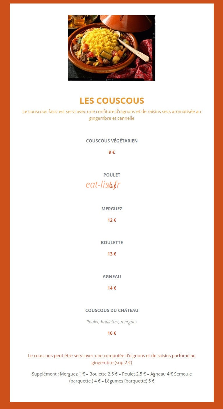 Couscous du Château — carte page 1