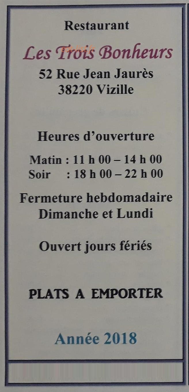 Les Trois Bonheurs — carte page 1