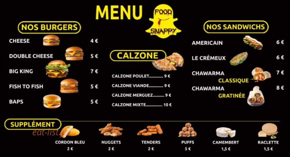 Snappy Food — carte page 2
