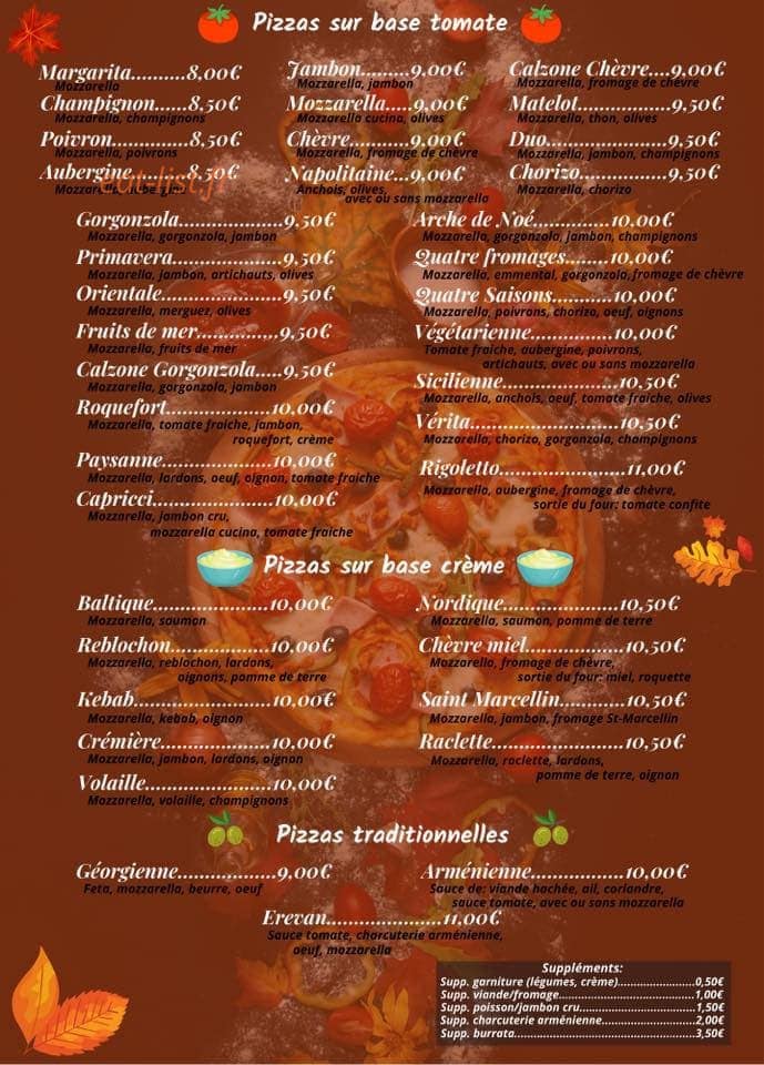 Pizza Vérita — carte page 1