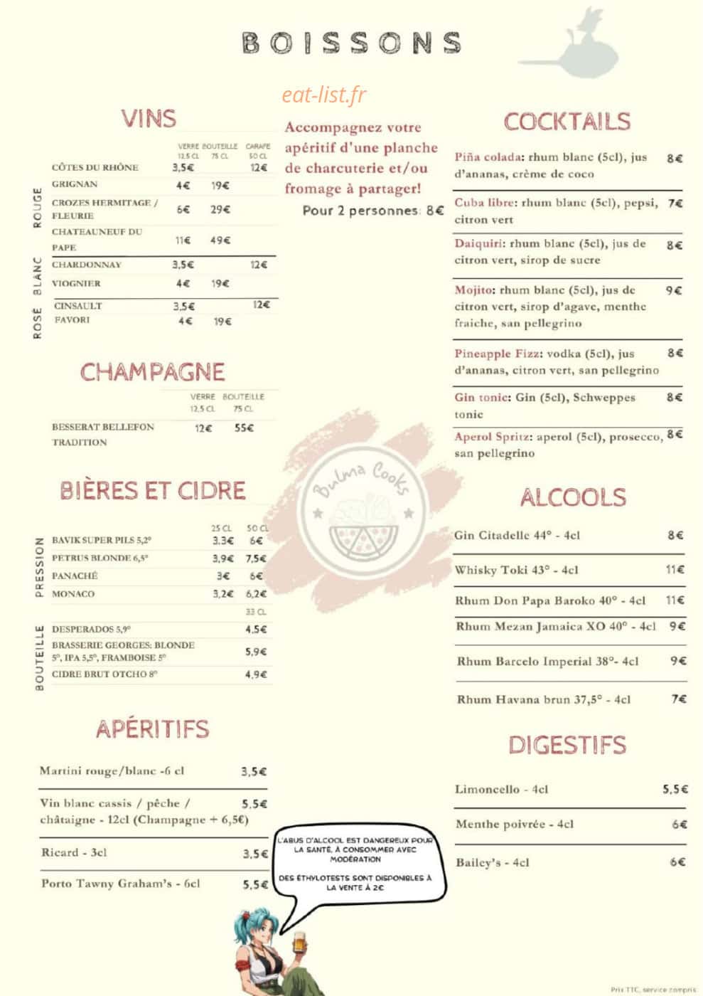 Bulma cooks — carte page 5