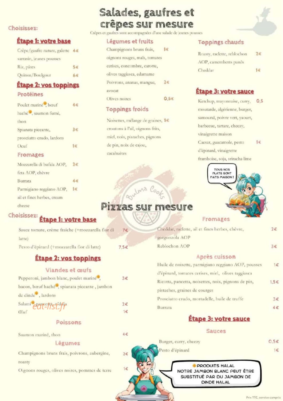 Bulma cooks — carte page 1