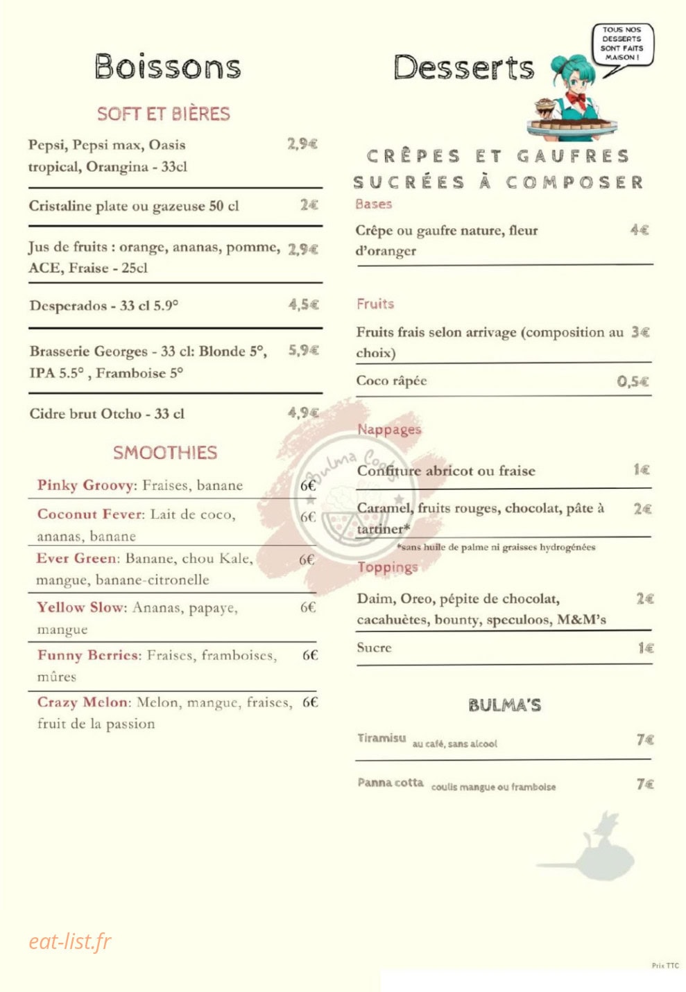 Bulma cooks — carte page 7