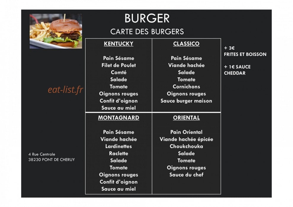 Fays Food Burger — carte page 1