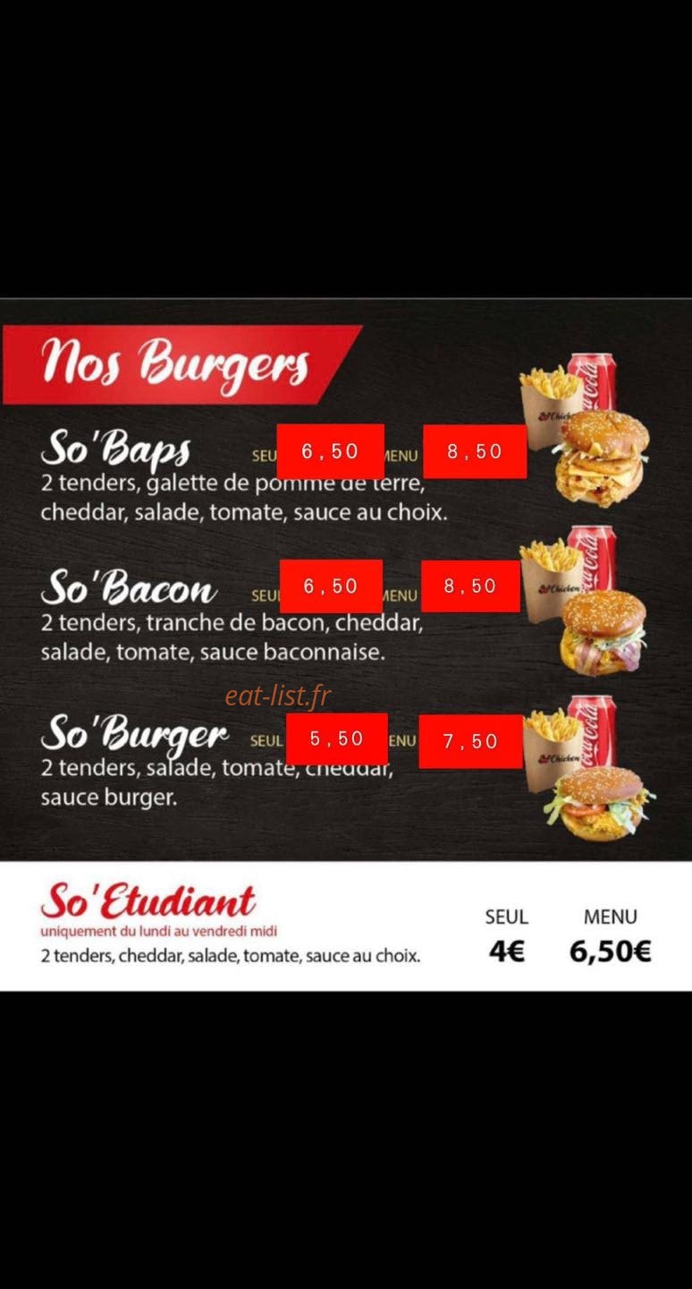 So'Chicken — carte page 3