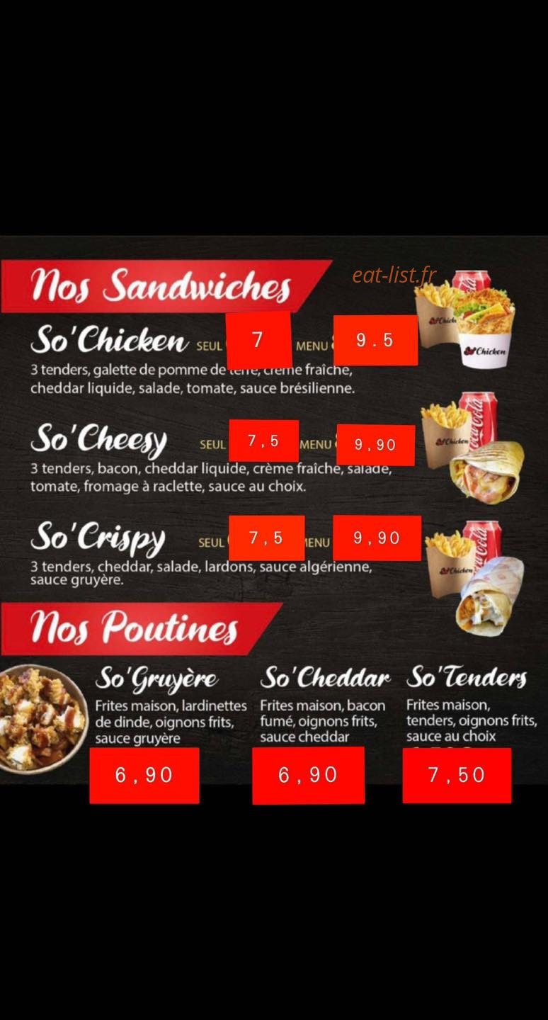 So'Chicken — carte page 1