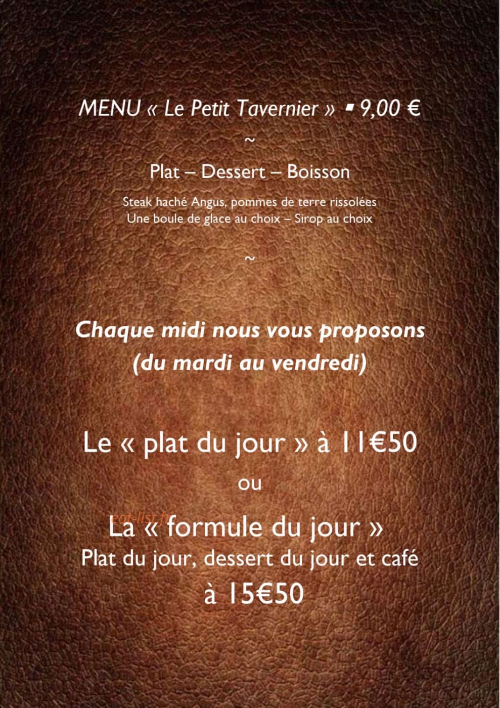 La Taverne — carte page 5