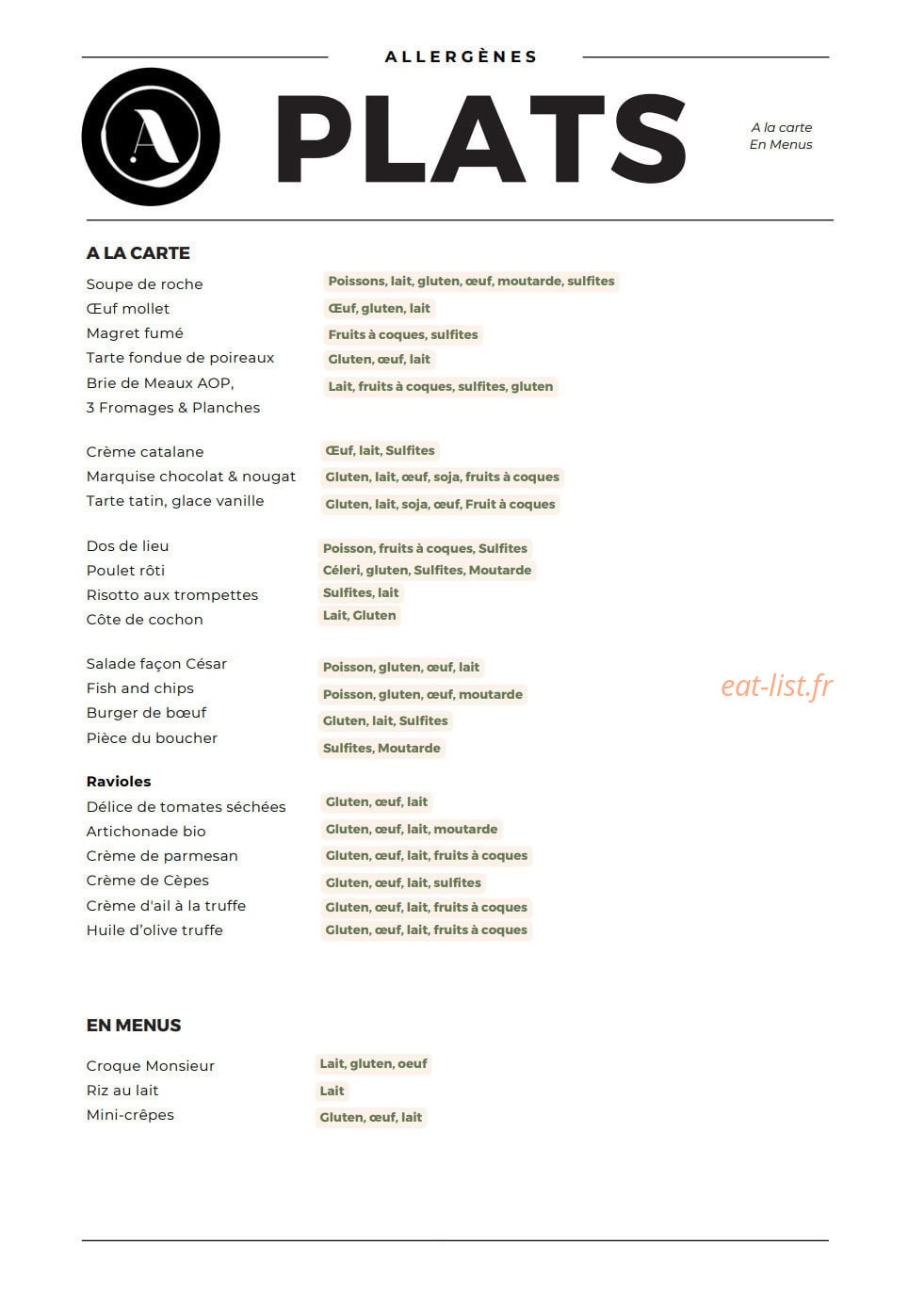 À l'Épicerie — carte page 2
