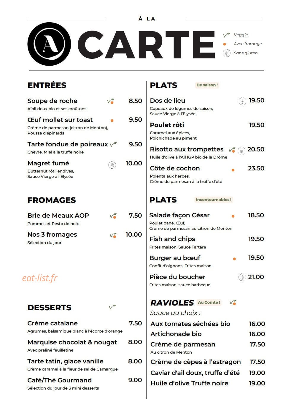 À l'Épicerie — carte page 1