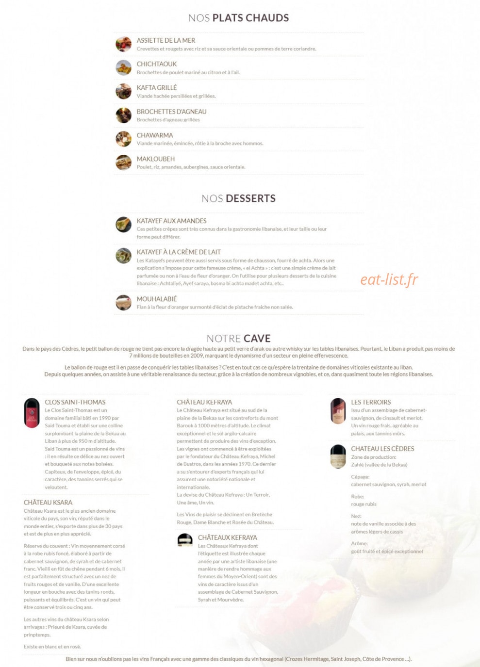 Comptoir Libanais — carte page 2