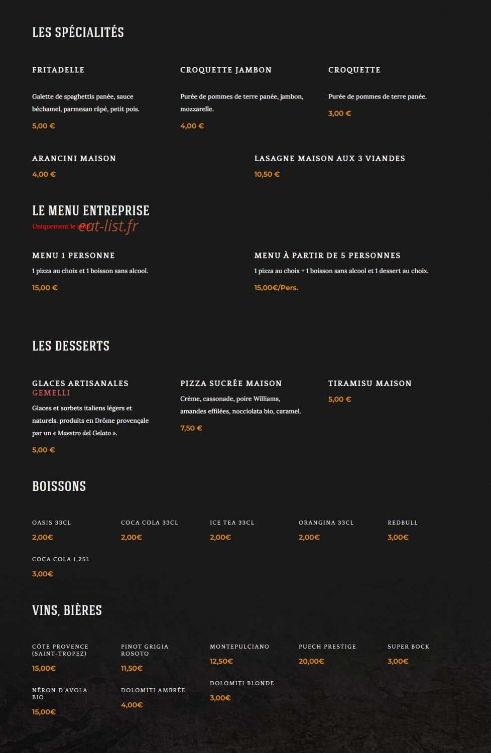 Luis Pizza — carte page 3