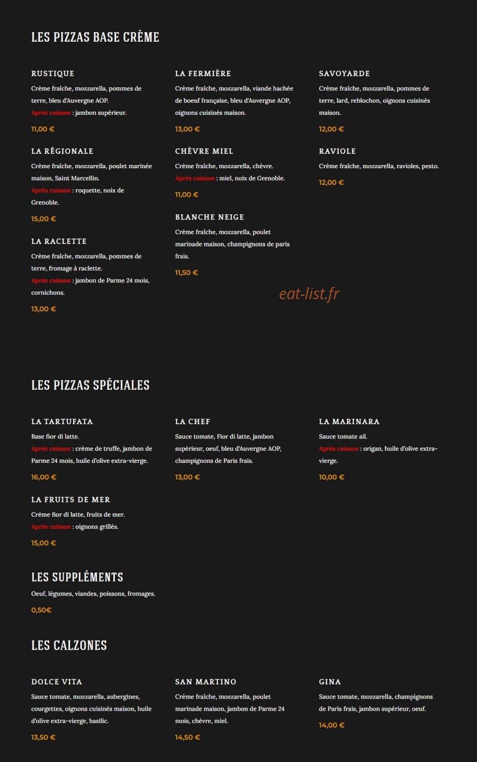 Luis Pizza — carte page 2