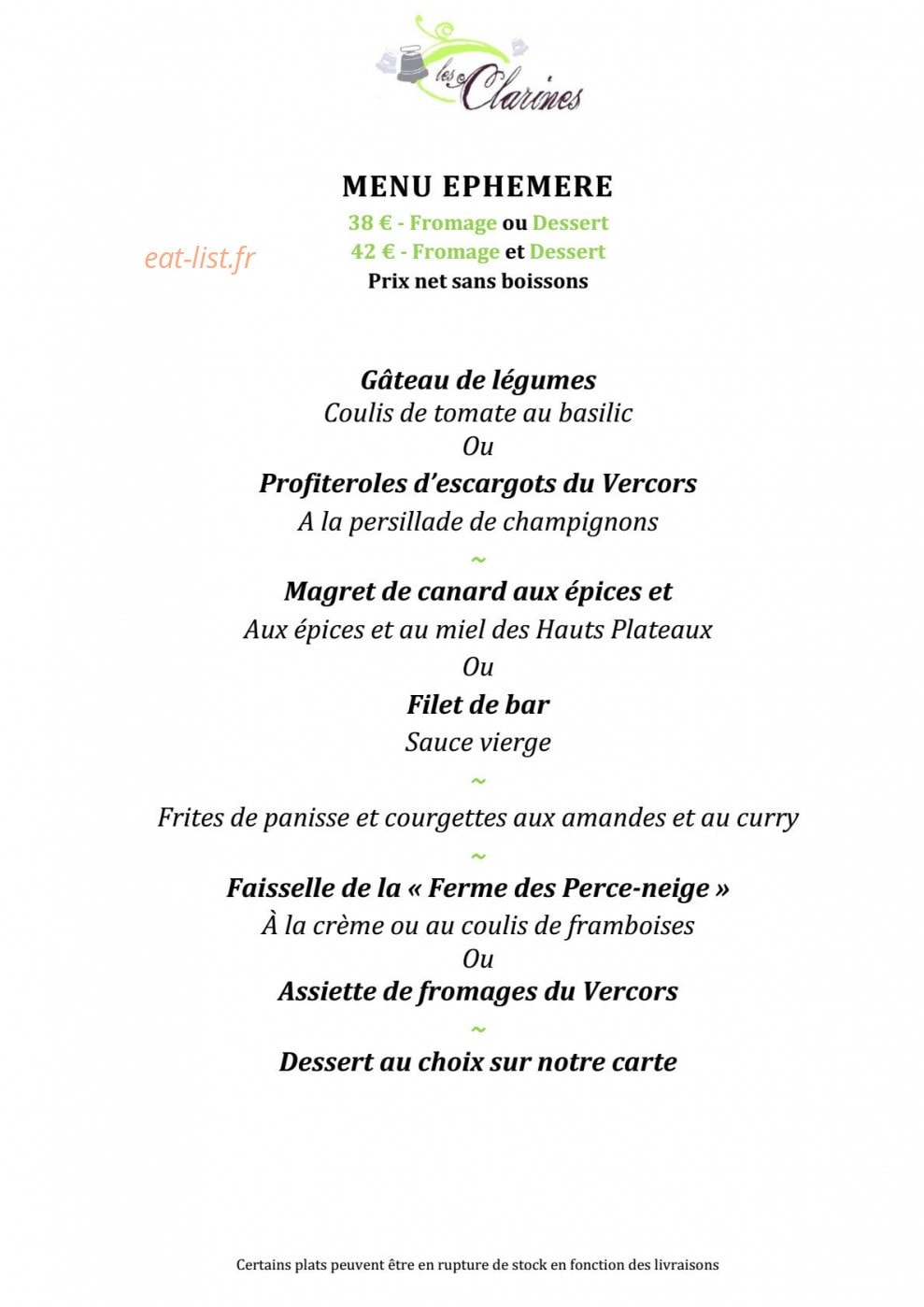 Les Clarines — carte page 8