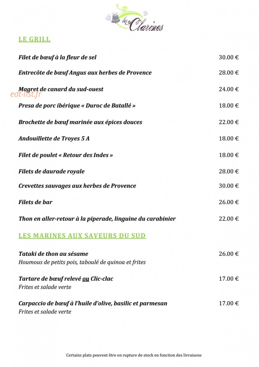 Les Clarines — carte page 4