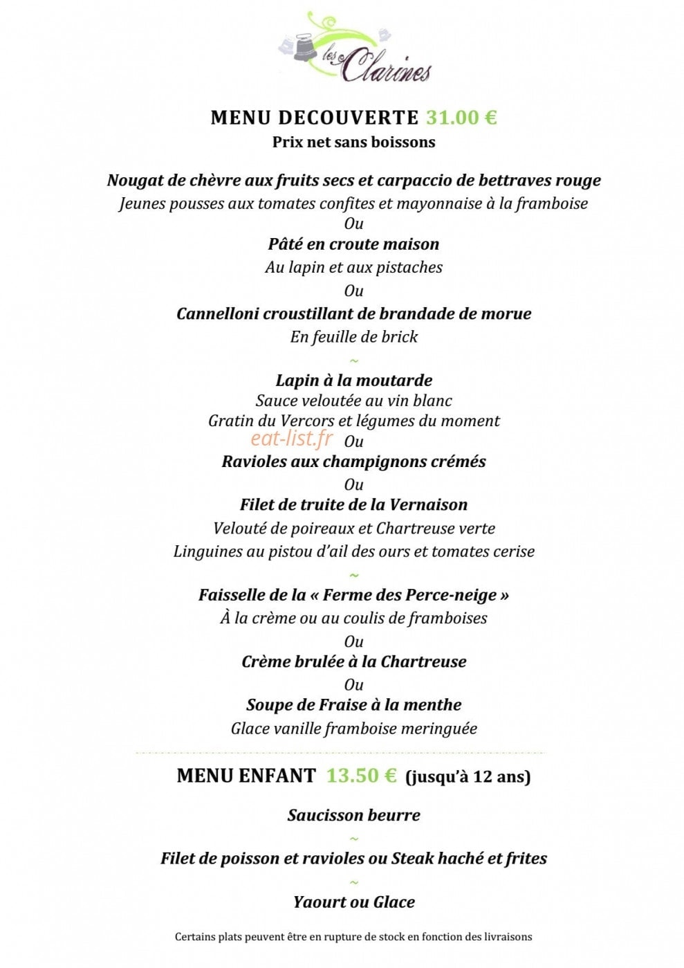Les Clarines — carte page 7