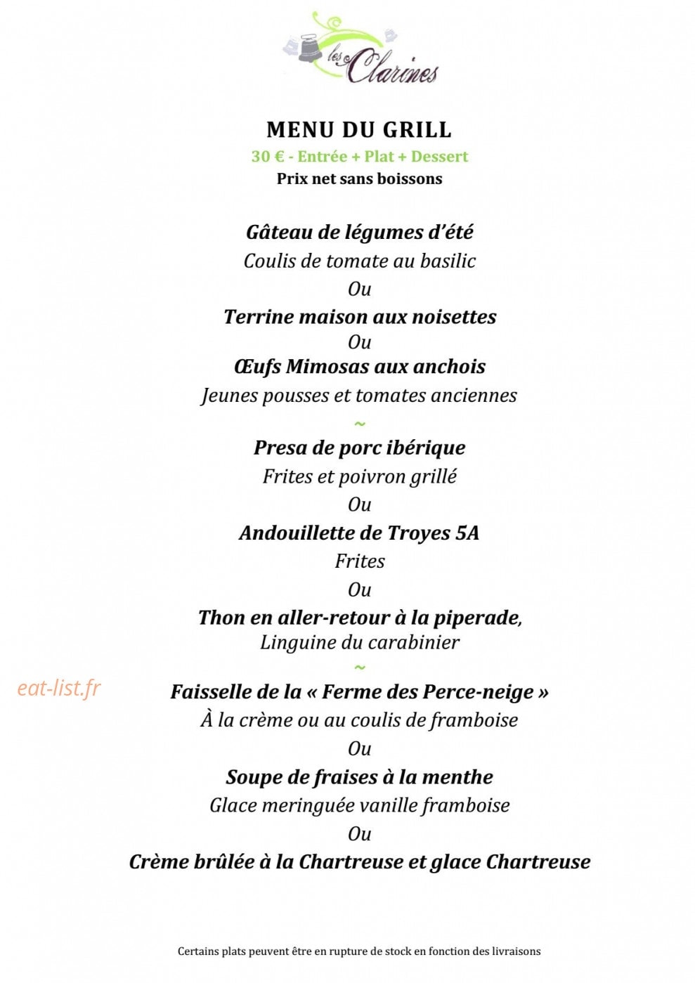 Les Clarines — carte page 6