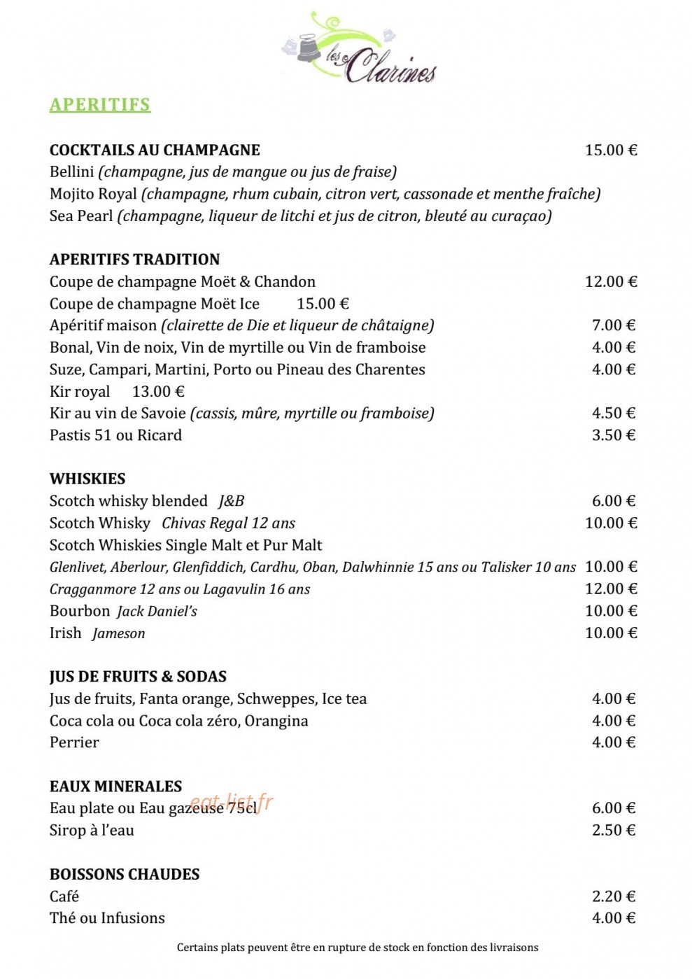 Les Clarines — carte page 1