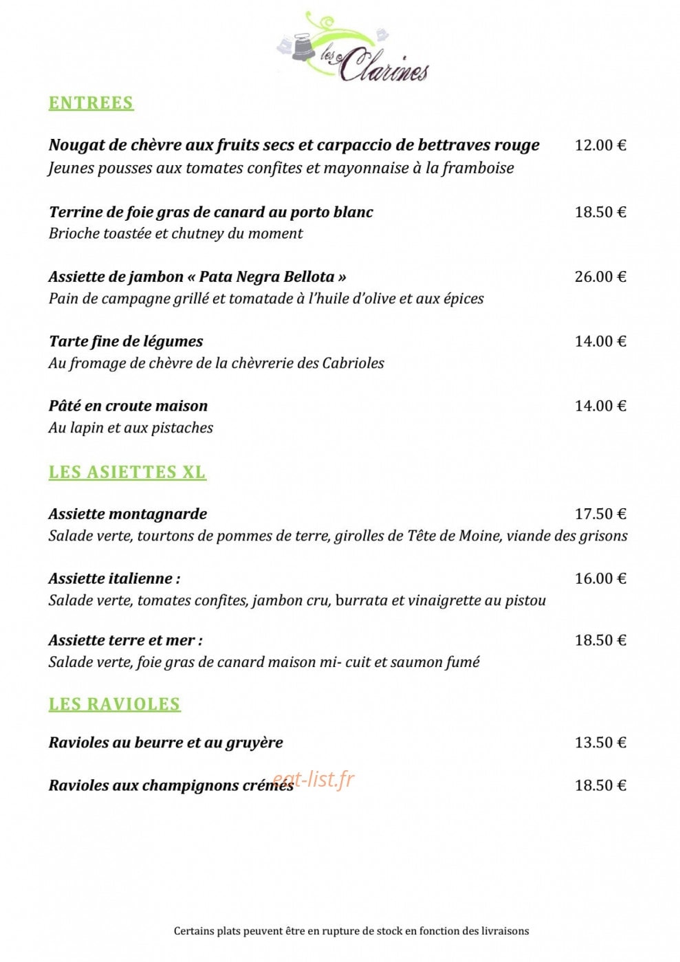 Les Clarines — carte page 2